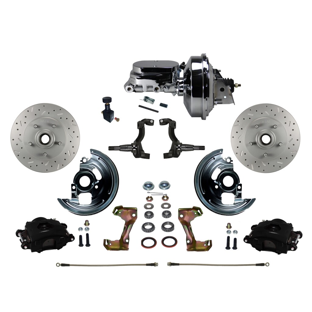 LEED Brakes Power Front Kit with  Drilled Rotors and Black Powder Coated Calipers